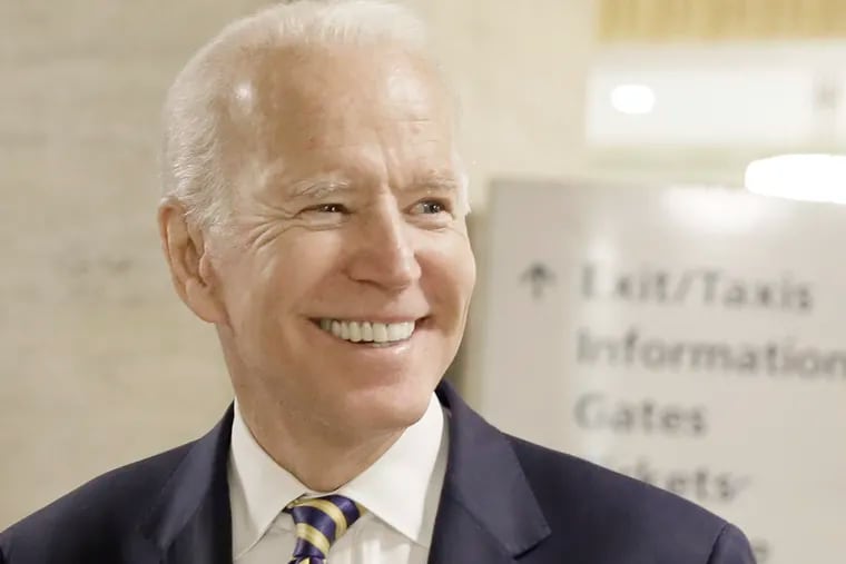 Former Vice President Joe Biden, pictured here at 30th Street Station, attended a fundraiser Thursday night at the home of Comcast executive David L. Cohen. Biden was under pressure to announce a big cash haul after the first 24 hours of his presidential campaign.