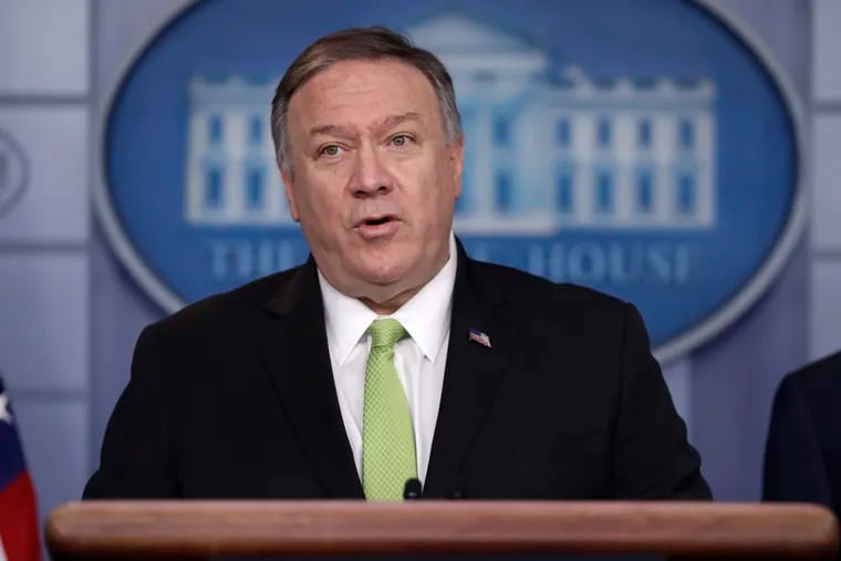 Secretary of State Mike Pompeo briefs reporters about additional sanctions placed on Iran, at the White House, Friday, Jan. 10, 2019, in Washington.