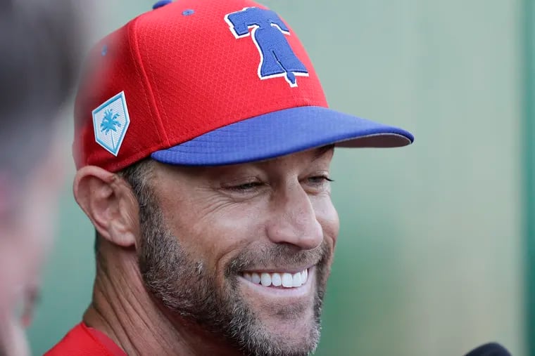 Gabe Kapler is all smiles while commenting on Bryce Harper .... "if reports are true."