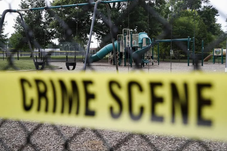 A playground near the baseball field in Alexandria, where last week’s shooting occurred, is cordoned off with police tape.