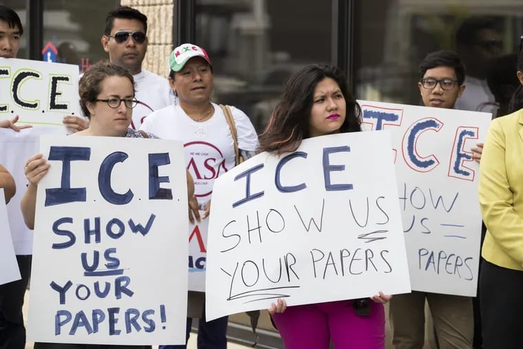 Earlier this year at U.S. Immigration and Customs Enforcement offices, including one in Philadelphia, immigrant advocates filed Freedom of Information Act (FOIA) requests for information on possible raids. Pictured is a rally in Philadelphia.