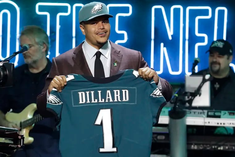 Andre Dillard, an offensive lineman from Washington State, is the newest Eagle.
