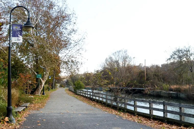 A section of the Schuylkill River Trail near the Manayunk Canal. A portion of the trail will remain closed through the end of the year to allow construction to advance on a water restoration project.