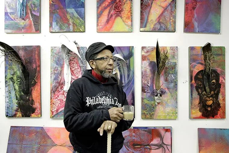 Artist James Dupree in his Dupree Studios at 3617 Haverford Ave. in Phila. on January 24, 2014. ( ELIZABETH ROBERTSON / Staff Photographer )