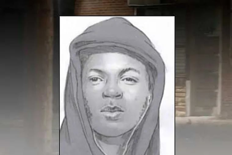 Police reissued this sketch of a suspect based on a description by a woman who survived an attempted strangling.  Background is Kensington Avenue, near the site of the latest strangling.