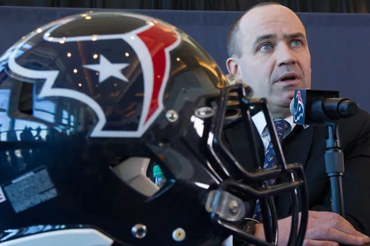 Former Penn State head coach and New England Patriots offensive coordinator Bill O’Brien was named the Houston Texans head coach during a press conference at Reliant Stadium, Friday, Jan. 3, 2014, in Houston. (Patric Schneider/AP)