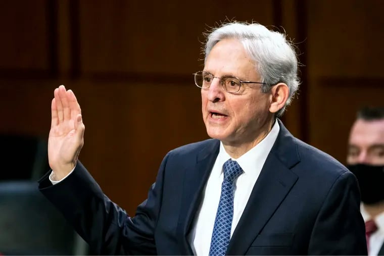 Merrick Garland is sworn in for his confirmation hearing in the Senate Judicary Committee on Monday.
