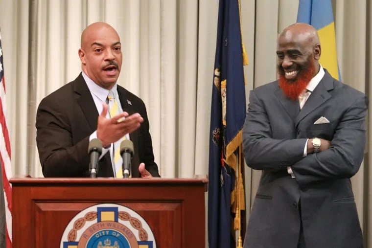 Philadelphia District Attorney R. Seth Williams, left, named Tariq El-Shabazz, right, to be the Philadelphia District Attorney’s Office’s Deputy for Investigations and First Assistant District Attorney last year. El-Shabazz is now running to be DA.