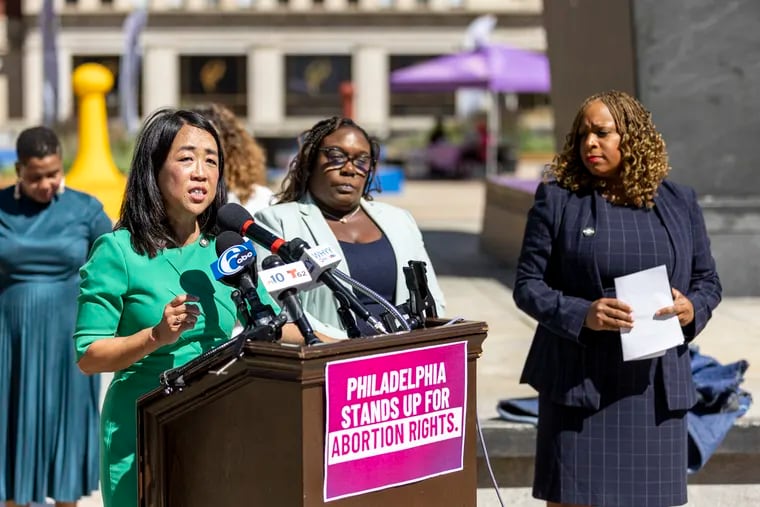 Helen Gym, city councilwoman, unveils the legislation that would protect abortion access at a local level in Philadelphia in September.