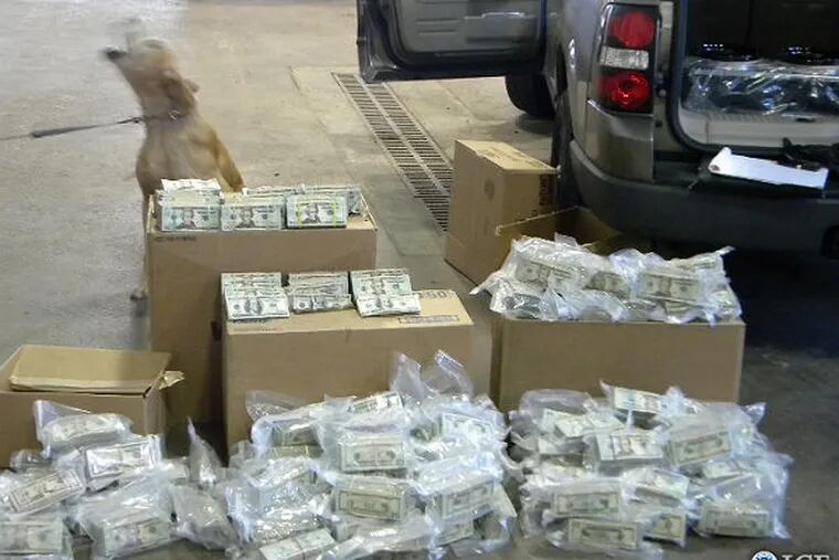 Federal agents found nearly $1.2 million hidden in a rental car headed from Villanova to California.  It belonged to Ronald Belciano, a marijuana trafficker who was sentenced Tuesday to 5 years in prison. (Credit: U.S. Immigration and Customs Enforcement)