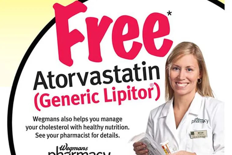Wegmans is looking for an advantage in the competitive grocery field so it is giving away the generic equivalent of the cholesterol fighting drug Lipitor.