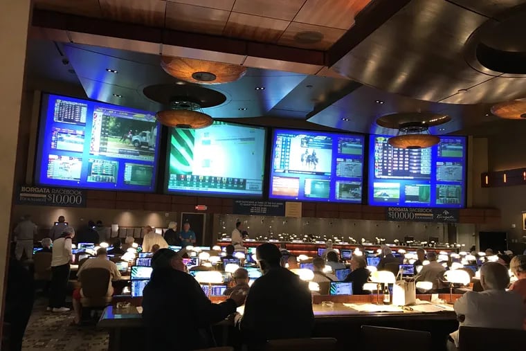 The Borgata's horse-racing parlor is located next to its massive poker room, which could be easily converted into a sportsbook. 