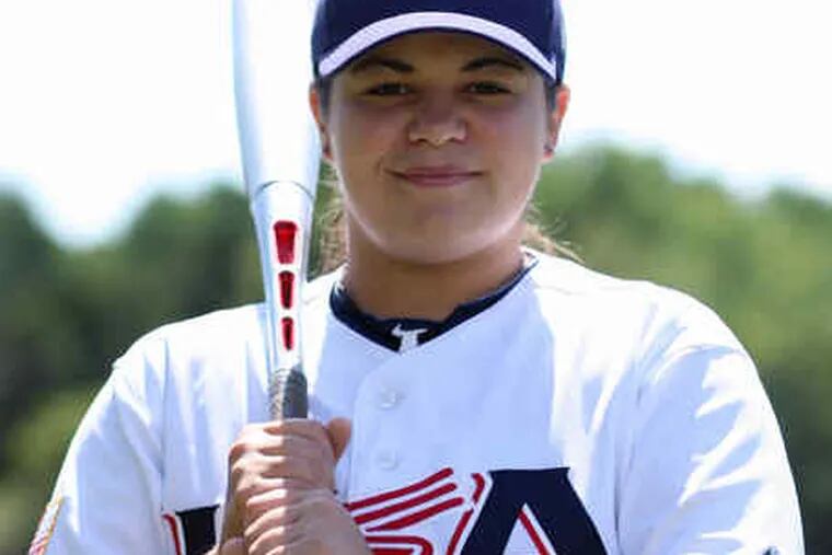 Gilbertsville's Wynnie McCann played for the U.S. national baseball team in Venezuela in the Women's World Cup last month. Her team captured a bronze medal, above.