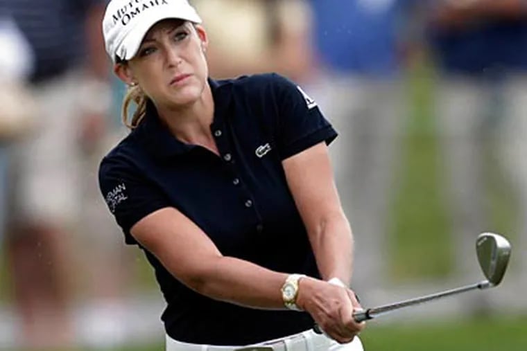 Cristie Kerr watches her shot on the ninth hole during second round at the LPGA ShopRite Classic. (Mel Evans/AP Photo)