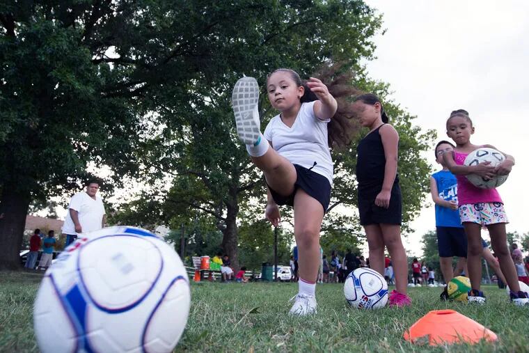 Youngsters gathered last week for Soccer Fest at Von Nieda Park, and Makayla Rodriguez practiced her kick. The field there and the one at Camden High School, where the soccer club currently practices, have been refurbished.