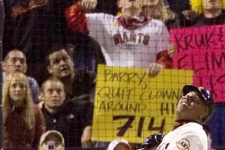 Bonds and the friendly Giants fans watched a pop-up as the slugger closed in on Babe Ruth's career home-run record in 2006.