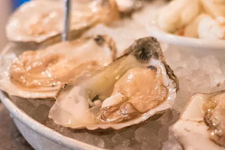 Fresh oysters on ice at Dock's Oyster House in Atlantic City.