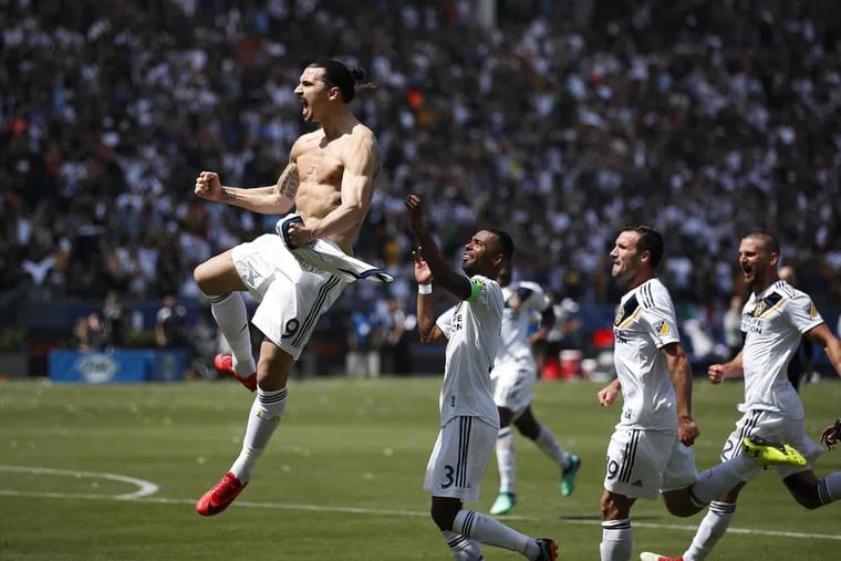 Zlatan Ibrahimovic scored two goals in his Major League Soccer debut as the Los Angeles Galaxy beat LAFC, 4-3.
