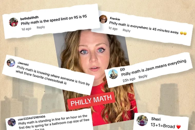Far Northeast resident and comedian Stephanie Powley (center) invented Philly math in a viral TikTok posted on Sunday. Philly math refers to the numerical versions of “the things that only make sense to us, the people who grew up here,” Powley said.