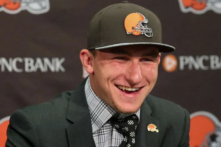 Johnny Manziel, the Browns' first-round draft pick, during his introductory news conference in Cleveland.
