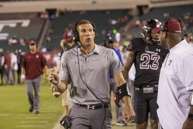 Andrew Thacker on the sideline during a Temple game this past season.