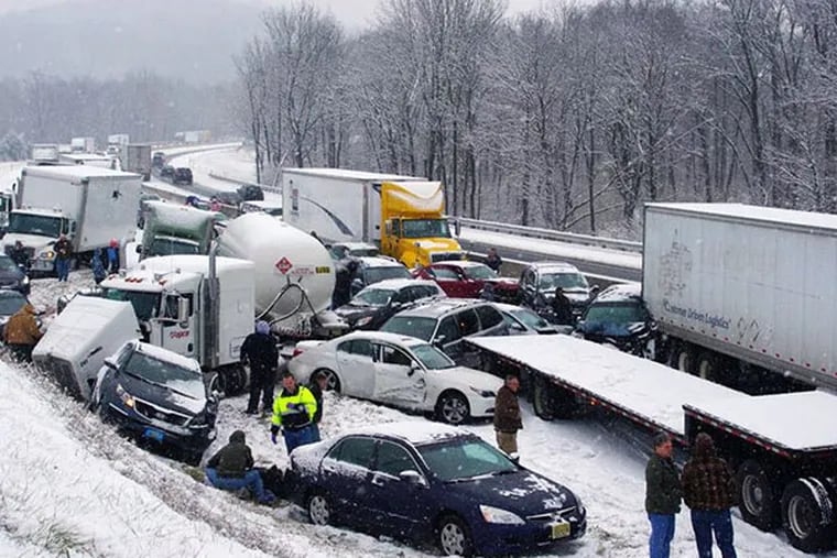 A photo via twitter of an accident on the Pennsylvania Turnpike.