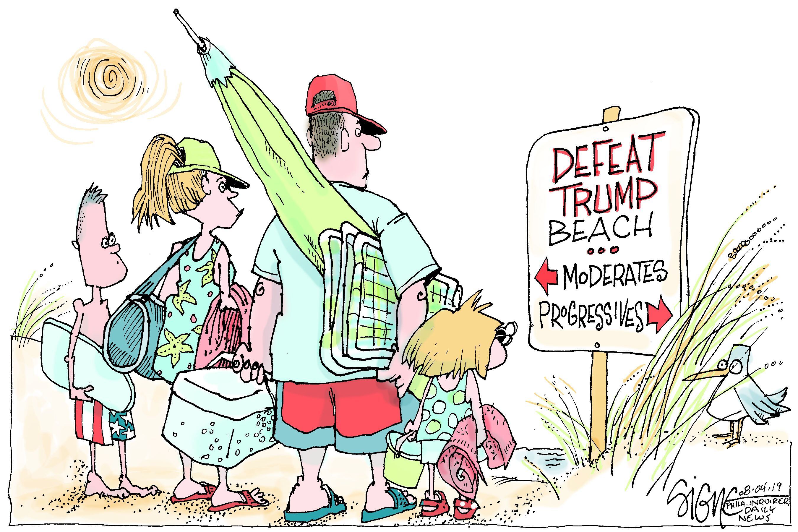 Political Cartoon: Moderate or progressive vacation?