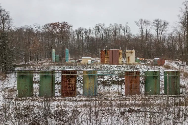 This 2019 photo shows part of an abandoned oil drilling project in the Allegheny National Forest in Pennsylvania.