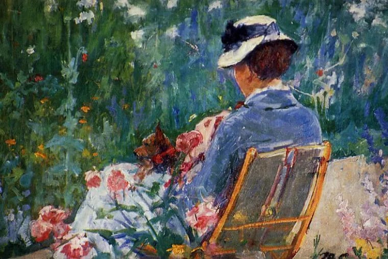 "Lydia Seated in the Garden with a Dog on Her Lap" is on view at the Art Museum's "Mary Cassatt at Work," running May 18 to Sept. 8. It’s the first major exhibition of Cassatt’s work in the United States in 25 years. Courtesy of Cathy Lasry, New York