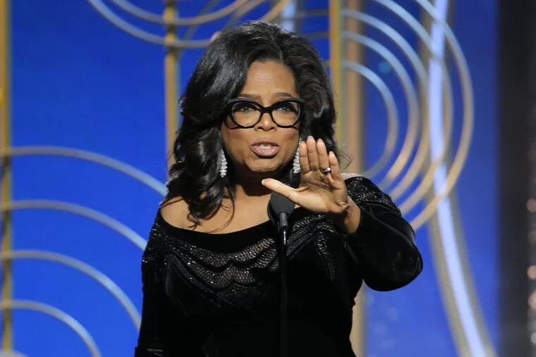 Oprah Winfrey accepting the Cecil B. DeMille Award at the 75th Annual Golden Globe Awards in Beverly Hills, Calif., on Sunday, Jan. 7, 2018.