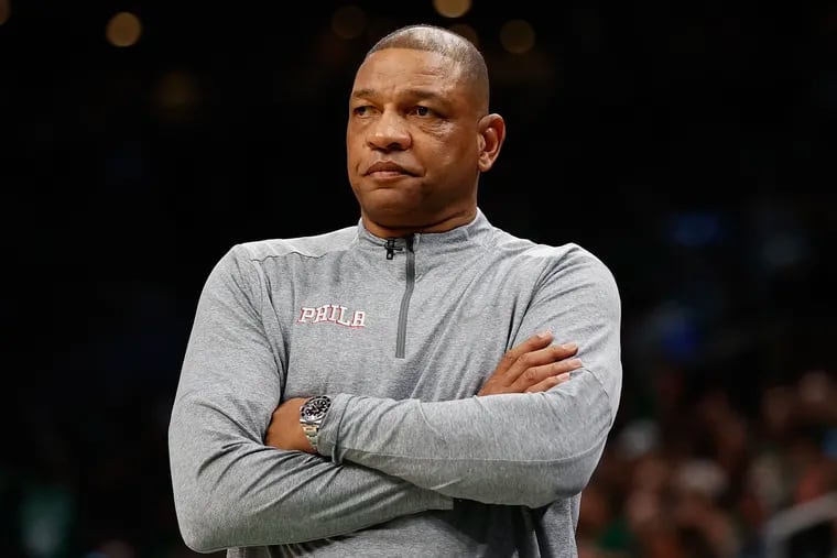 Doc Rivers coaching the Sixers against the Boston Celtics during Game 7 of the Eastern Conference semifinals on May 14.