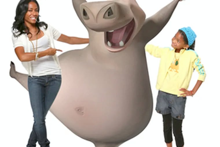 It&#0039;s a family thing: Jada Pinkett Smith (left) voices Gloria the hippo, and her daughter Willow (right) voices the baby Gloria.