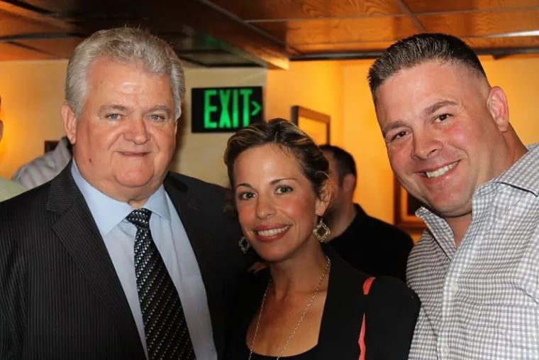 John Del Ricci (right), the new Democratic leader of the 66B Ward in Northeast Philadelphia, with his wife, former state representative candidate Sarah Del Ricci (center), and Democratic City Committee Chairman Bob Brady (left).