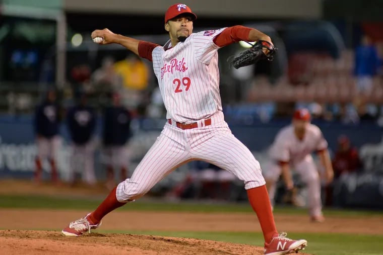 Jesen Therrien, a hard-throwing reliever, will try to take Pat Neshek’s spot after the Phillies dealt the all-star pitcher to Colorado.