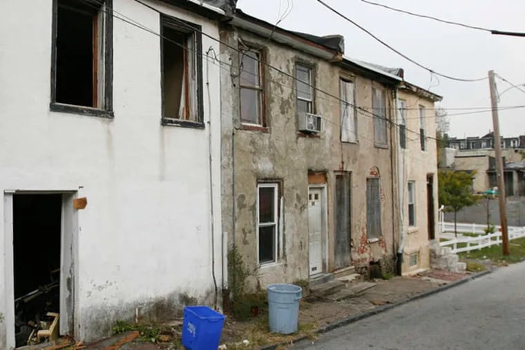 Abandoned row homes in the city's Germantown section.