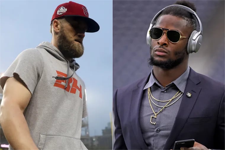 Bryce Harper (left) and Le'Veon Bell.