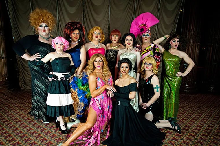 A group of "Bingo Verifying Divas," drag queens who run the annual Black-Tie GayBINGO, at the event in 2013. (Jeff Holder photo)