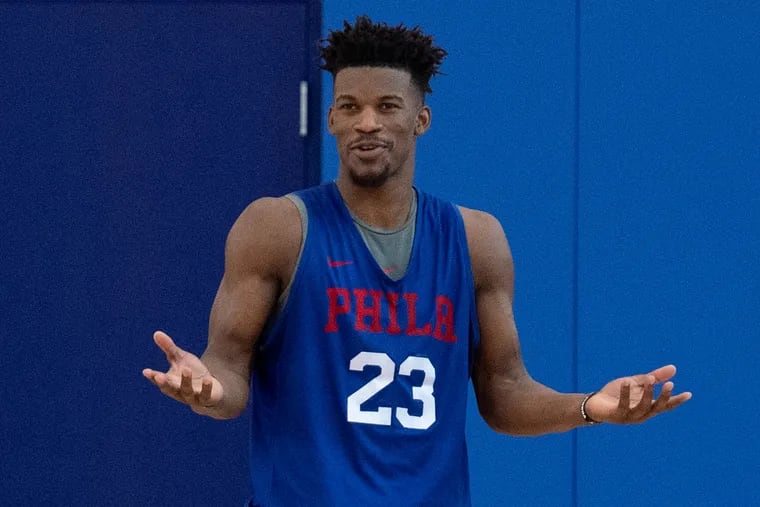 Jimmy Butler at practice with the 76ers on Monday.