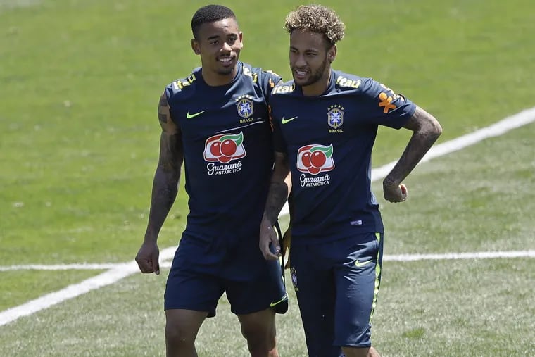 Gabriel Jesus (left) and Neymar (right) are two of the stars in Brazil's attack at the World Cup.