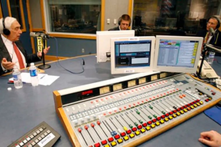 Democratic U.S. Sen. Frank Lautenberg (left) and his Republican challenger Dick Zimmer (right) participate in a debate moderated by Eric Scott on New Jersey radio 101.5 FM.