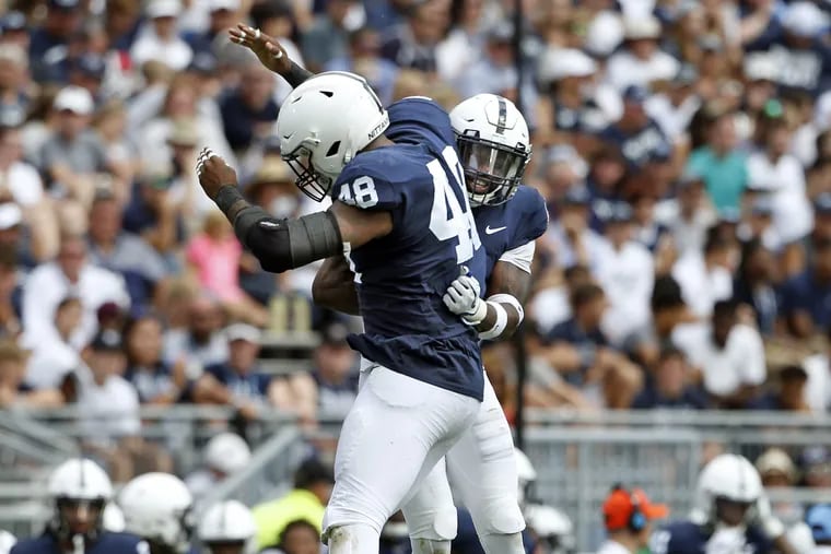 Shareef Miller (48), Nick Scott (4) and their Penn State teammates will face Ohio State in prime time.
