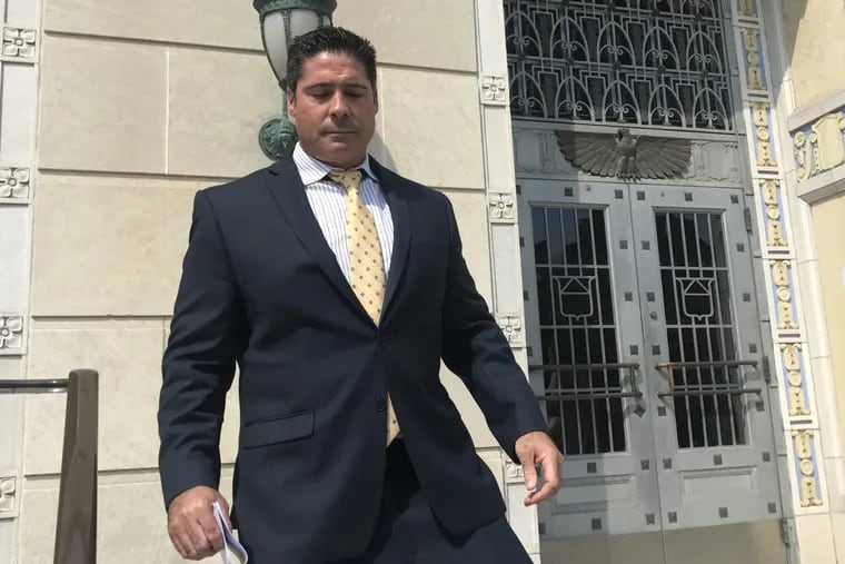 The alleged leader of a $25 million prescription-drug fraud, Matthew Tedesco, 42, of Linwood, N.J.,  leaves the federal courthouse in Camden after pleading guilty Aug. 17, 2017.