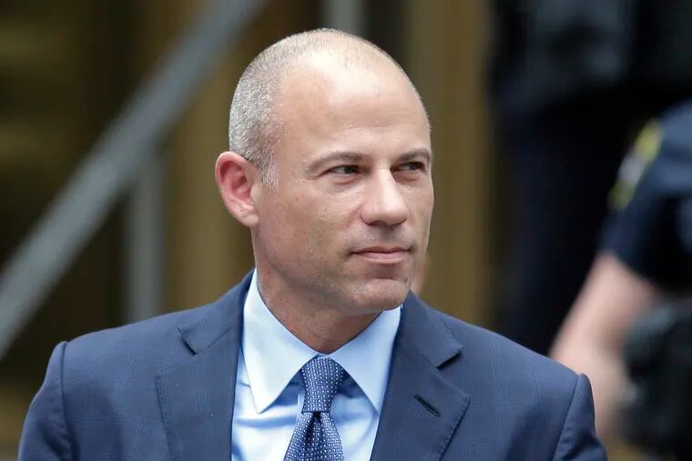 FILE - In this May 28, 2019, file photo, California attorney Michael Avenatti leaves a courthouse in New York following a hearing. Avenatti faces a November trial date on charges he tried to extort millions of dollars from Nike.