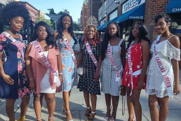 Miss Liberia in the US contestants visit New York City the day before the pageant. (Left to right) Naomi Glay of Georgia, Alberta Richards of New York, Koisey Hiama of Minnesota, Miss Liberia 2017 Gboea Flumo, Aba Aggrey of Pennsylvania, Rudmita Mark of New Jersey, and Mandie Paygar of North Carolina.