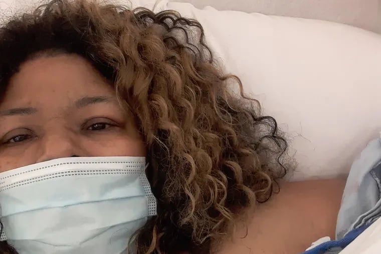 Sonia Toure's kidneys failed after she got COVID-19.  She now needs dialysis.  This photo was taken by a nurse at Mount Sinai Hospital in New York on May 6.  She went home May 12.  She said there is "no hope" that her kidneys will recover.