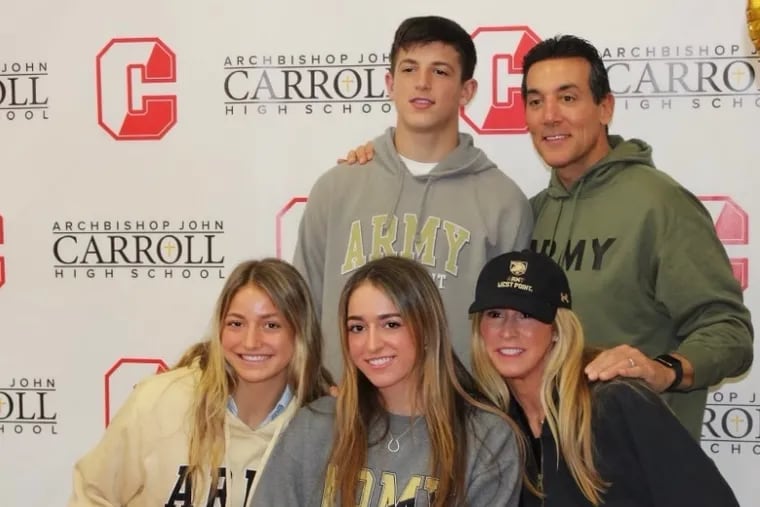 On the day Taylor Wilson signed with West Point (middle), she was surrounded by (from left, clockwise) her sister, Brooke; brother, Jake; dad, David; and mom, Jen.