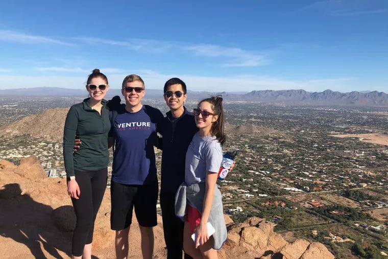 Jason Han, third from left, with Katie Turner, Derek Turner, and Taylor DeLaura recently at Camelback Mountain near Phoenix, Ariz., celebrating a new year.