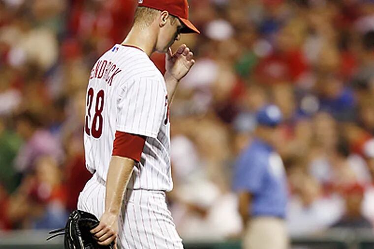 Kyle Kendrick got hammered by the Marlins, giving up seven runs in only 1 1/3 innings. (Tom Mihalek/AP)