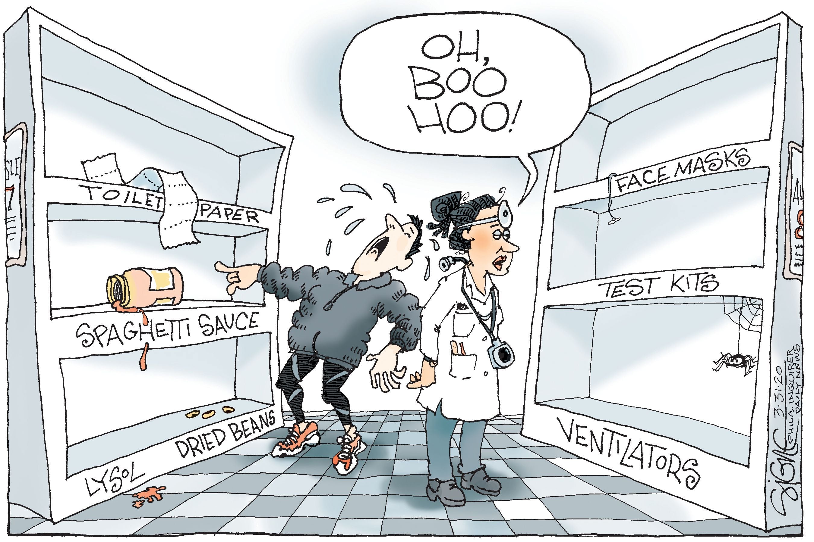 Political Cartoon: Coronavirus shoppers face empty shelves