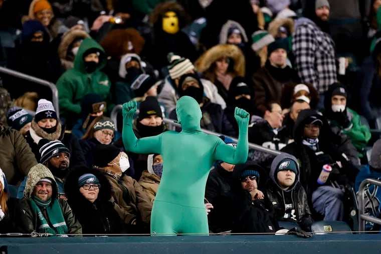 An Eagles fan dancing during a game against the Cowboys at Lincoln Financial Field last season.